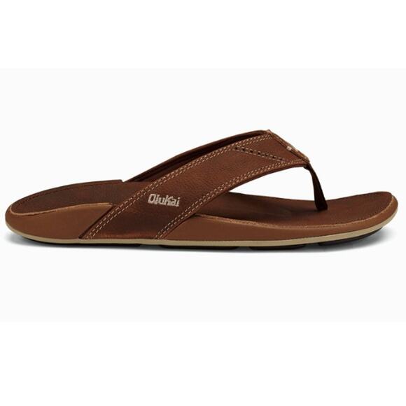 OluKai Men's Rum Nui Leather Slip On Sandals Size 10 M - Picture 1 of 8